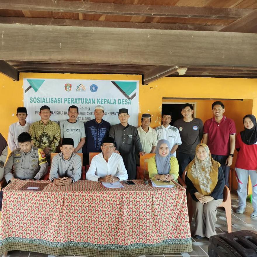 Pemdes Mario Sosialisasikan Perdes tentang Pengendalian Suap, Gratifikasi dan Konflik Kepentingan